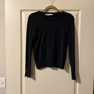 Dark grey Zara sweater with gold button detail
